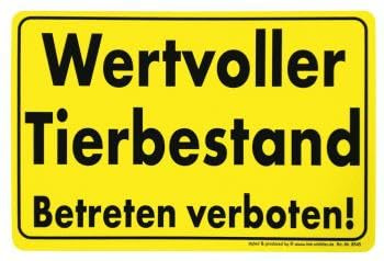Schild - Wertvoller Tierbestand - Gr. 30 x 20 cm - Tiere Landwirtschaft - 308545