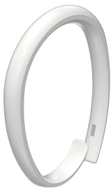 INTERDECO Duschvorhangringe, aus Kunststoff, Weiß, oval, verschließbare Duschringe, für Duschstangen und Duschvorhänge, 65 x 49 mm, Typ 2132501, 12 Stück