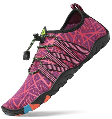 SAGUARO Damen Badeschuhe Frau Wasserschuhe Schnell Trocknend Aquaschuhe Strandschuhe rutschfeste Surfschuhe Schwimmschuhe Tiefviolett 40 EU