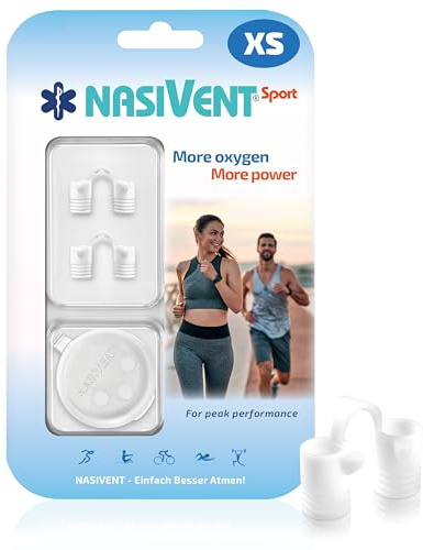 Nasivent Sport, Dilatatore nasale Premium, Taglia XS, migliorato la respirazione nasale durante lo sport e contro il russare