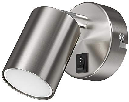 ledscom.de Faretto da parete WAIKA interruttore cromo opaco + lampada LED bianco caldo a 3 livelli dimming 500lm