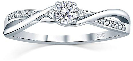 SILVEGO – FNJR085sw - Verlobungsring aus 925 Sterling Silber mit Swarovski Zirconia