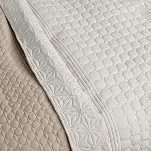 HOMELEVEL Tagesdecke Bett & Sofaüberwurf Bettüberwurf Sofa Tages Decken Betthusse XXL Decke Überwurf (200cm x 220cm, Ecru/Beige gemustert)