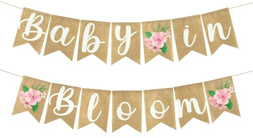 Lot de 2 bannières en toile de jute pour fête prénatale - Décoration murale à suspendre - Différents motifs avec corde - Décoration d'intérieur à thème