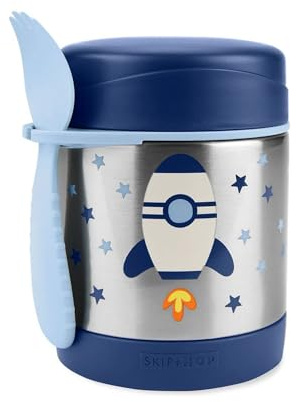 Skip Hop Tarro aislado de comida para bebés, Sparks Rocket, acero inoxidable, capacidad para 11 onzas