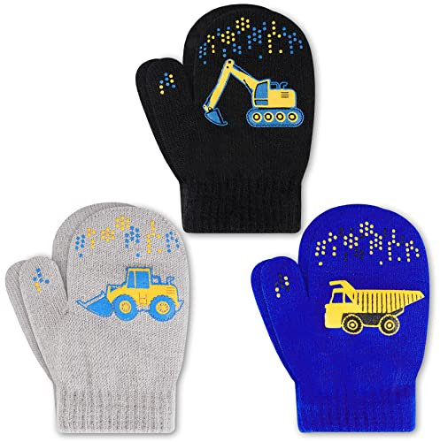 WAWSAM 3 Paar Fäustlinge Kinder Strick handschuhe Skihandschuhe für Mädchen Jungen Winter Handschuhe 1-3 Jahre