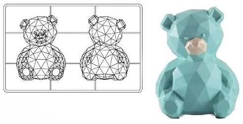 Martellato MA3014 Molde de policarbonato para chocolate, hace 1 oso de peluche facetado de 97 mm x 130 mm