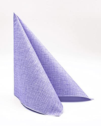 Stoffähnliche Spunlace Einweg Serviette | saugstark reißfest Leinen Optik Stoff Haptik | Ideal für Gastronomie Weihnachten Hochzeit Feiern | 600 Stück | ¼ Falz 40 x 40 cm (Lavendel)