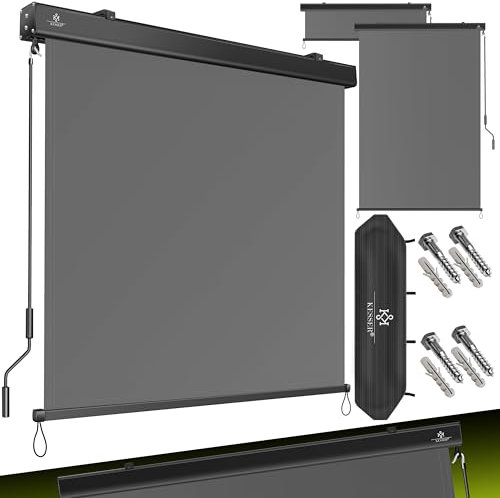 KESSER® Senkrechtmarkise 200x250cm Außenrollo Handkurbelmechanismus Balkonrollo Sonnen-und Sichtschutz Beschattung Sonnenschutz mit Kurbel Markisenkasten Balkon & Terrasse inkl Montageset & Abdeckung