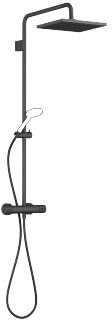 Dornbracht Showerpipe mit Brause-Thermostat, ohne Handbrause, Ausladung Standbrause 450 mm, Kopfbrause 300x240 mm, 34459980, Farbe: Schwarz Matt