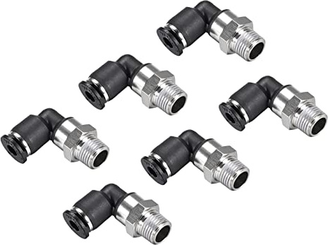 M METERXITY 6pz 90 Grado Gomito Connessione a Pressione 4mm Tubo OD Nero | 1/8 NPT Filettatura, Aria Tubo flessibile Raccordi, per Trasporto Aria Acqua, Applica a Industriale