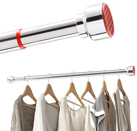 Hershii Duschvorhangstange mit Federspannung Edelstahl Vorhangstange ohne Bohren Verdicktes Rohr Ø25mm Duschstange für Schrank, Badezimmer, Fenster, Kleiderschrank, Balkon (72~116cm)