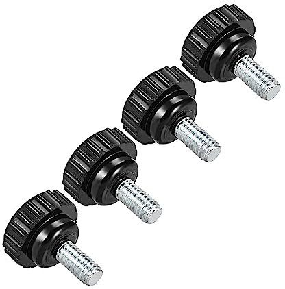 CoCud Zigrinato blockggio Manopole, M6 x 10mm Maschio Filettatura 21mm Testa, Stazione Servizio Plastica Pollice Vite Impugnatura Bullone Manopole Nero - (per Tornio Macchinari), 4-pz