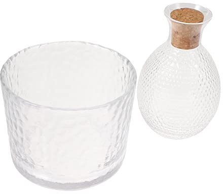 Cabilock 1 Jeu pichet en Verre Seau à Glace Verres à saké Froid Tasses House Sake Verres à vin Carafe à saké Accessoires à saké Ancien Verre à saké mèche Bouteille de saké