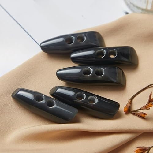 Nähknöpfe, Knopf, 20 Stück, 50 mm x 15 mm, beige Kunstharz-Knebelknöpfe for Strickjacken, Vintage-Knebelknöpfe for Stricken von Mänteln, Weißer Kaffee (Color : Black)