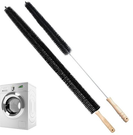 Radiator Cleaner Brush Set, 2pcs Radiator Brush with Wooden Handle, Dryer Vent Cleaner Kit, Flexible Tumble Dryer Cleaner, Multipurpose Cleaning Brush for Washing Machines, Refrigerator Coils