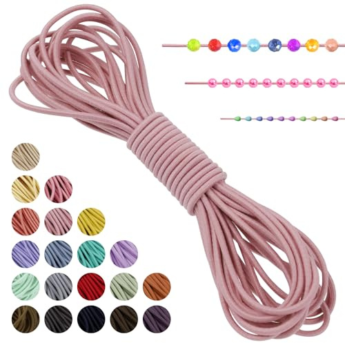 LEREATI Hilo Elastico para Pulseras, Cuerda Elástica 2mm x 5m Hilo Nylon Pulseras Goma Elastica para Pulseras, Collar, Joyería, Cintas el Pelo, Costura (Rosa Carne)