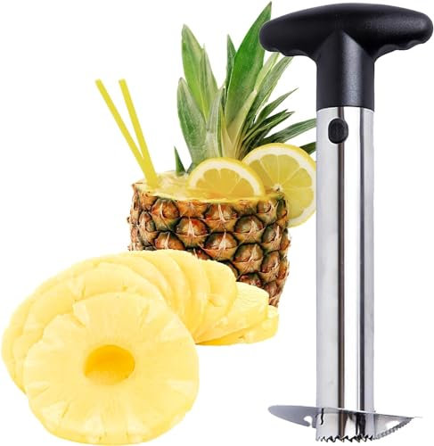 WBYDYS Descorazonador de piña de Acero Inoxidable, 2 Unidades, Separador núcleo Fruta, Corte de piña con Mango Desmontable, Cuchillo de Fruta Decorer, fácil removedor núcleo para Cocina casera