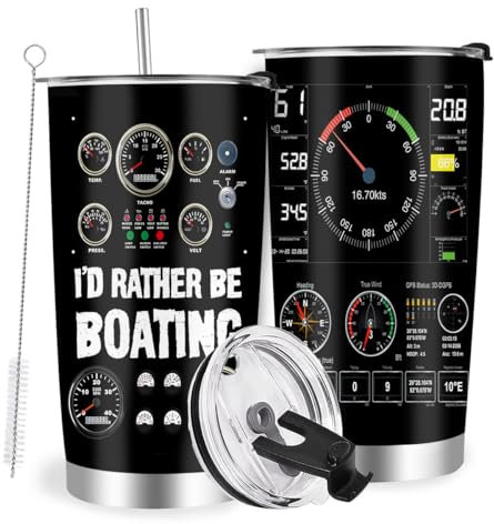 Farecnt Boat Gifts for Men, Cool Captain Boating Gadgets, Gifts for Boat Owners, Christmas Birthday Gifts for Captain, Boating Tumbler With Straw And Lid 20oz