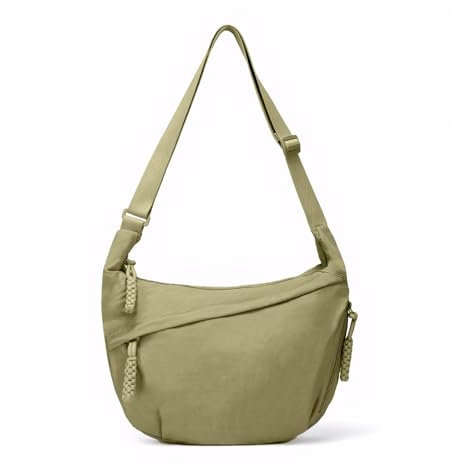 Prizmxed Crossbody Bag Damen Groß,Moon Bag Damen,Großes Fassungsvermögen, Verstellbare Schultergurte, Einfaches und Vielseitiges Design (Grün)