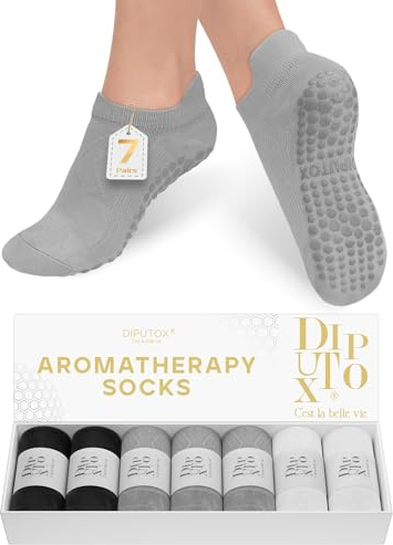 7 Paare Pilates Socken,Yoga Socken & Stoppersocken für Damen Herren,Anti rutsch Antirutschsocken mit Noppen & Duft,Yogasocken Ideal für Geschenk,Reformer,Ballett,Barfuss,Tanz,Fitness, Reha,35-42