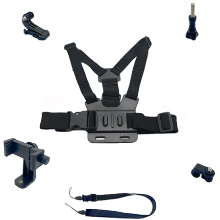 Docache Harnais de Poitrine, Sangle de Poitrine pour GoPro Hero 11/10/9/8/7/6/Mini et Autres Caméras d'action,Support de Sangle de Poitrine pour Téléphone Portable (avec Corde Anti-Balancement)
