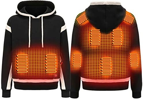2024Beheizbare Hoodie Damen Beheizbare Pullover Herren Damen Langarm Baumwolle Beheizte Kapuzenpullover USB Elektrisch Beheizbare Sweatershirt mit Kapuze Erwachsene Bluse Tops Mantel mit Heizung