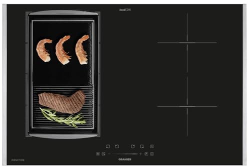 Oranier FlexX-Induktion KXI480 - Induktionskochfeld 80 cm mit Maxi- und Brückenfunktion & halb-gerillte Grillplatte & Edelstahl Seitenleisten