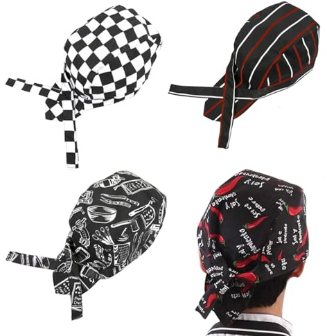 Hachera 8 Stück Lustig Atmungsaktive Koch Hut, Unisex Kitchen Catering, Kochmütze Herren, Bistrohut Damen Herren Bandana, Atmungsaktive Bistrohut Bandana, Für Küche, Restaurant, Bbq Und Party Kostüm