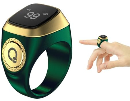 Abiyou Anello Tasbih Intelligente, Anelli Intelligenti Contatore, Smart Rings Contatore, Contatore di Preghiera Anello, Contatore Dito Ricaricabile Anello, Tasbih Clicker Ricaricabile (Verde, 20MM)