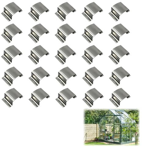 25PCS Stainless Steel G Clips for Greenhouse Glass Panes,Green House Glass Fixing Clips,Stainless Steel Greenhouse GlassClips for Replacement Accessory