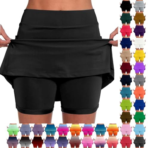 Rock Mit Hose Drunter Kurz 2 In 1 Shorts Rock Farbverlauf Druck Tennis Rock Mit Short Integriert Sportrock Laufrock Running Wandern Laufen Hosenrock Golfrock Tennisrock Damen Mit Hose