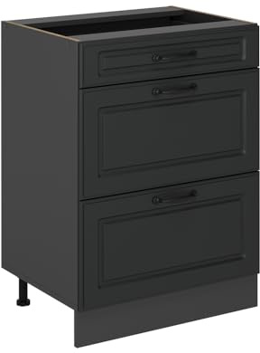 Vicco Küchenunterschrank R-Line, Anthrazit Landhaus, 60 cm | MDF-Front · Ohne Arbeitsplatte · Höhenverstellbare Füße · Metallgriffe · ✓ Frei kombinierbar