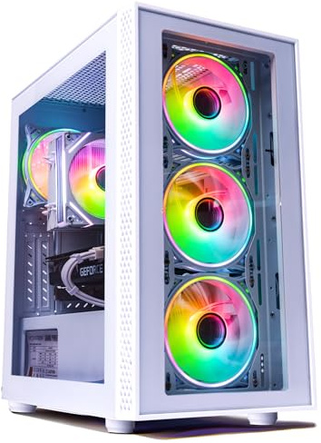 NOVATECH Phantom - Prebuilt Gaming PC Desktop Computer - Core Xeon i7 3.5GHz - RX580-16GB RAM - 512GB M.2 SSD WiFi/BT, Win 11 - Gaming Computer Tower - Pre Built PC Gaming - 1 Year Warranty (White)
