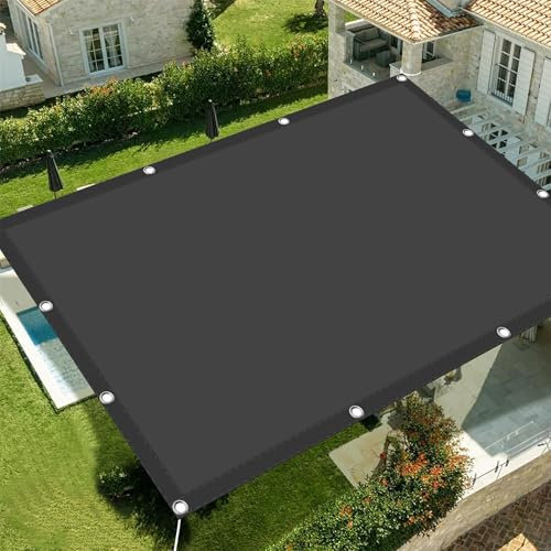 Sun Shade Sail Rectangle 2.4 x 3.4 m Waterproof Pes Polyester Pergola Canopy Shade Cover with Fixing Kit Customizable for Outdoor Yard Lawn, Dark Grey