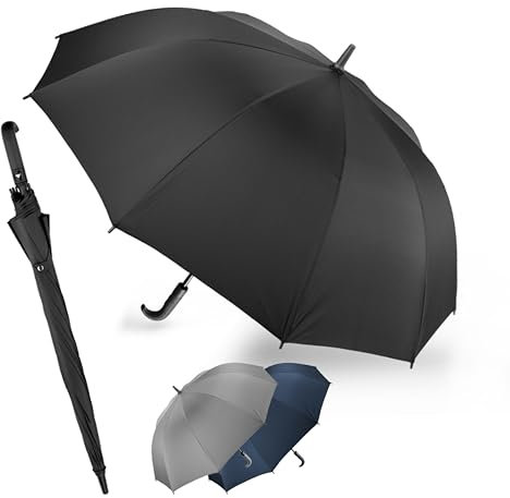 LANGENBERG Stockschirm sturmfest LORD – [EXTRA SPANNWEITE] Regenschirm groß mit nachhaltiger Bespannung – Umbrella inkl. automatischer Öffnung, Windproof-Technologie und edlem Griff