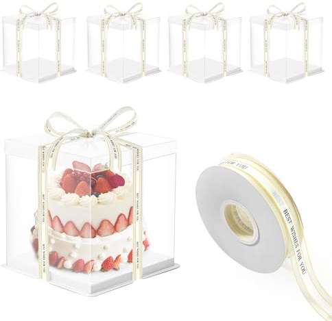 AZKEEGREY 6 Pack Clear Cake Box 17 x 17 x 20 cm Tall Cake Packaging Boxes