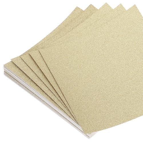 QUARKZMAN 50 Blatt Glitzer Origami Papier 4x4 Zoll 10x10 cm Hellgold
