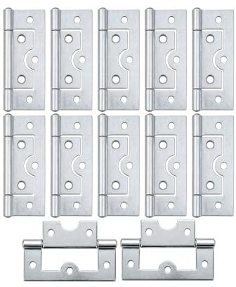 12 Pcs Flush Door Hinges Polished Chrome 60mm (2.5 inch) Non-Mortise No Noise Bifold Door Hinges Plating for Cabinet Furniture Internal External Doors Cupboard Cabinets