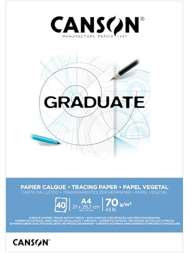 NEU Graduate Zeichentransparentpapier Block, DIN A4, 40 Blatt, 70 g/m²
