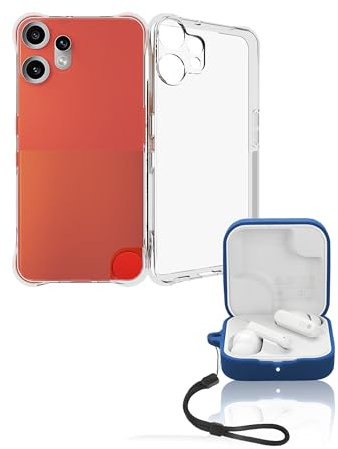 2-in-1-Schutzset: TPU-Schüthülle für Nothing CMF Phone 2 Pro, Silikon Schüthülle CMF Buds 2 Wireless Earbuds - staubdicht, stoßfest, mit Umhängeband, Blau