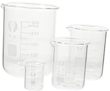 Cabilock 4piezas Kit De Vasos Medidores De Vidrio Laboratorio Experimentos De Química Cristalería Para Investigación