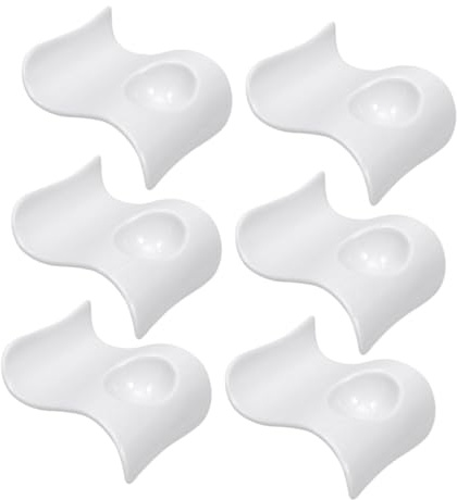 Mobestech 6pièces Casier Œufs Céramique Blanc Assiettes Œufs Durables Coquetiers Créatifs pour Table De Déjeuner