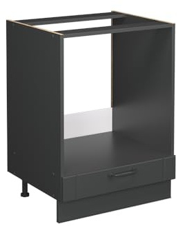 Vicco Herdumbauschrank Fame-Line, Dunkelgrau, 60 cm, AP Eiche