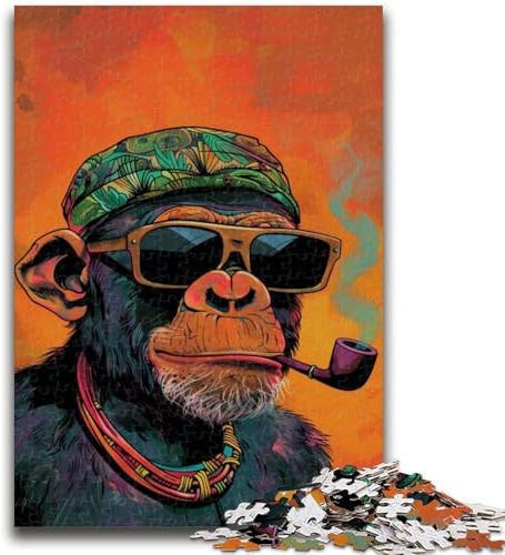 Puzzle 1000 pièces pour Adultes et Adolescents, chimpanzé Fumeur, Puzzle pour Adultes, Anti-Stress, défi Difficile, décoration d'intérieur Unique et Cadeaux (26x38cm)