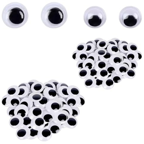 200 Stück Wackelaugen Selbstklebend,Kulleraugen Selbstklebend,Klebeaugen Groß Runde Schwarz Weiß,Kunststoff Bastelaugen Augen,Googly Eyes für DIY Handwerk Dekoration Scrapbooking Zubehör (15mm+20mm)