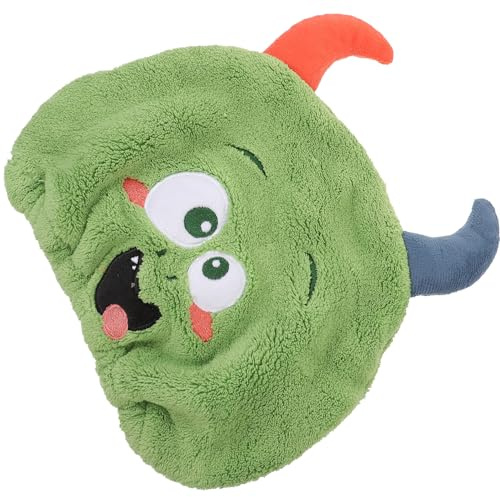 Angoily Kinder Haarwickelhandtuch aus Grünem Korallfleece mit Cartoon Motiv Saugfähige und Leichte Haartrockenhaube Praktisch für Reisen und Tägliche Anwendung