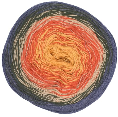 Hobby YARN - Flowy Charme - Farbverlaufsgarn Bobbel 250g, 1000m, Garn, Baumwolle, Acryl, zum Stricken und Häkeln, weiches Verlaufsgarn 4 Fädig, Schals, Decken, Kleidung (218)