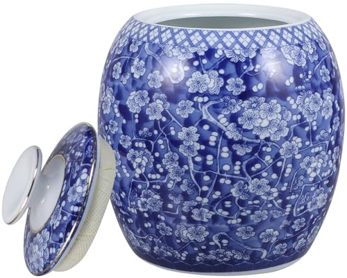 CONGARTENO Barattolo in Porcellana Blu e Bianca per Conservazione tè Sfuso Chiusura Ermetica, Contenitore Domestico Multiuso per Alimenti Secchi, Barattolo da Cucina Coperchio per Mantenere