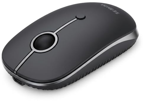 seenda MOU001 Bluetooth Maus, Leise, 3 Geräte Verbindung, Schwarzgrau | USB + Dual-Bluetooth, 3 DPI-Stufen bis 2400, ergonomisch, Symmetrisches Design, Für Windows, Mac, Android, iOS